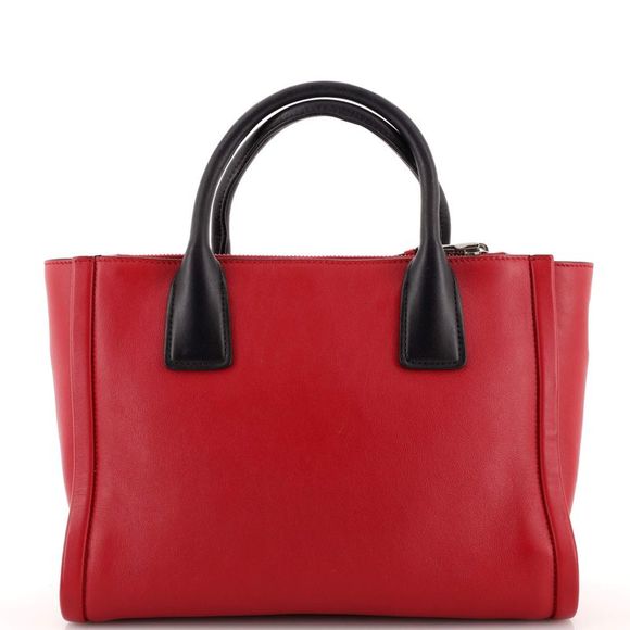Prada Belted Concept Double Zip Tote Calfskin Small Red - Picture 3 of 12